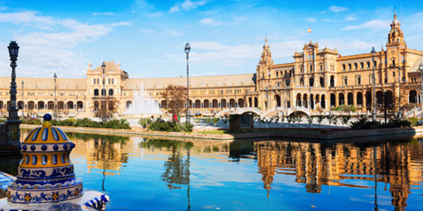Plaza de Espana with reflection. Seville, Spain